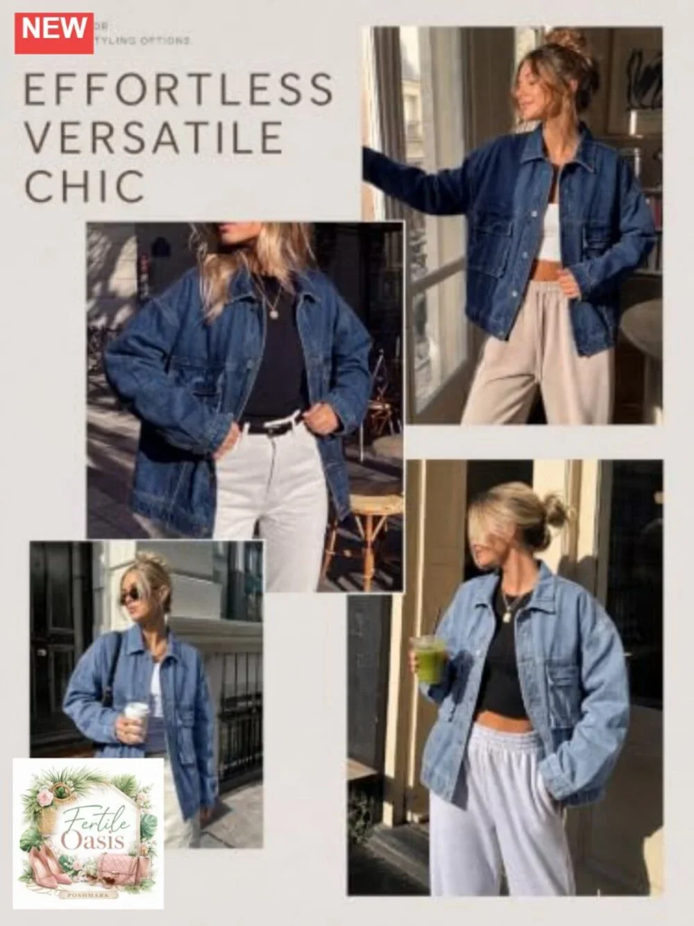 Oversized Button Down Denim Jacket for Women